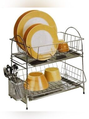 NIB Kitchen Collection High Quality Stainless Steel 2-Tier Dish Rack